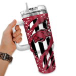 custom arkansas razorbacks claw cut red black curved tumbler best selling.webp