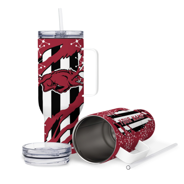 custom arkansas razorbacks claw cut red black curved tumbler high quality.webp