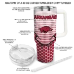 custom arkansas razorbacks hex texture red curved tumbler best selling.webp