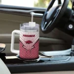 custom arkansas razorbacks hex texture red curved tumbler best selling.webp