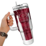 custom arkansas razorbacks hexagon armor red curved tumbler best selling.webp