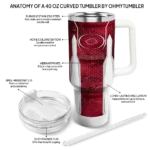 custom arkansas razorbacks hexagon armor red curved tumbler best selling.webp