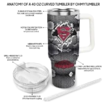 custom arkansas razorbacks superman shield red gray curved tumbler best selling.webp