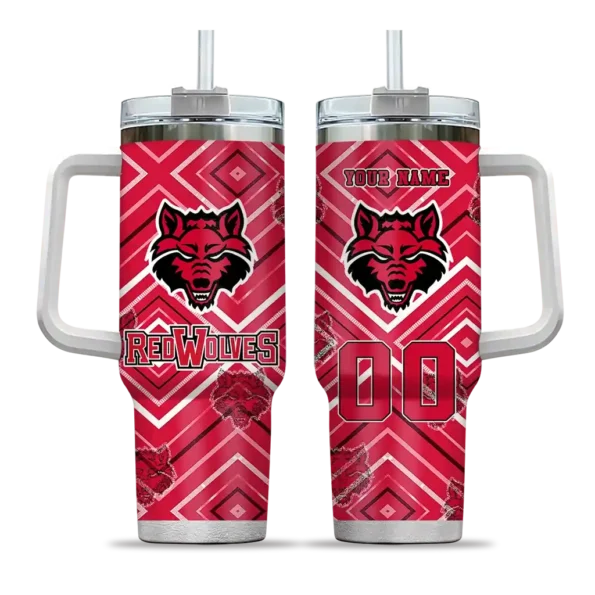 custom arkansas state red wolves bold diamonds scarlet curved tumbler best selling.webp