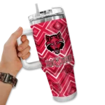 custom arkansas state red wolves bold diamonds scarlet curved tumbler best selling.webp