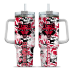 custom arkansas state red wolves camo mashup scarlet white curved tumbler best selling.webp