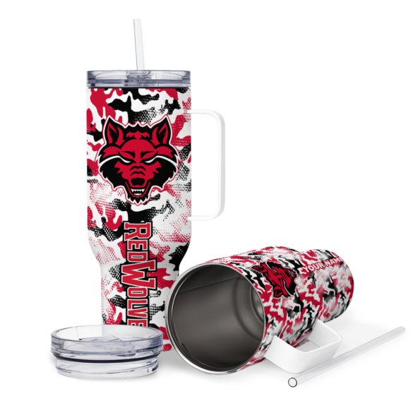 custom arkansas state red wolves camo mashup scarlet white curved tumbler high quality.webp