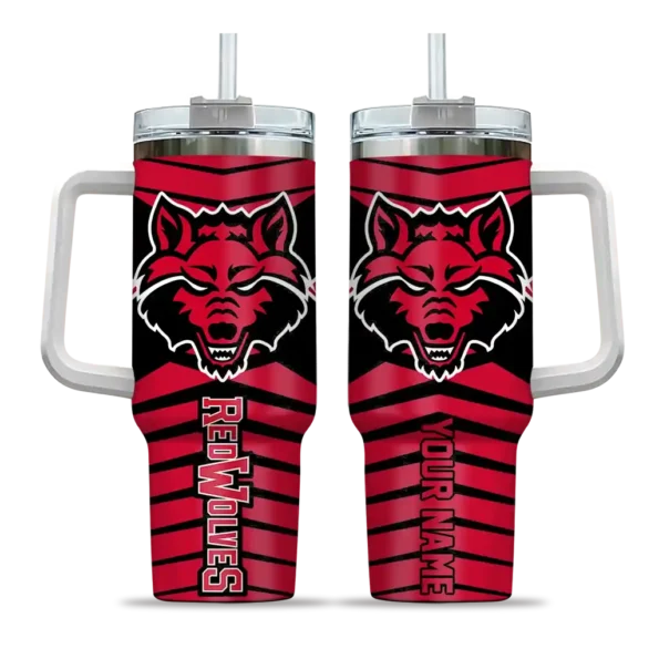 custom arkansas state red wolves chevron layers scarlet curved tumbler best selling.webp