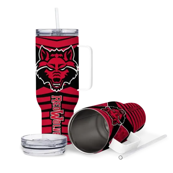 custom arkansas state red wolves chevron layers scarlet curved tumbler high quality.webp