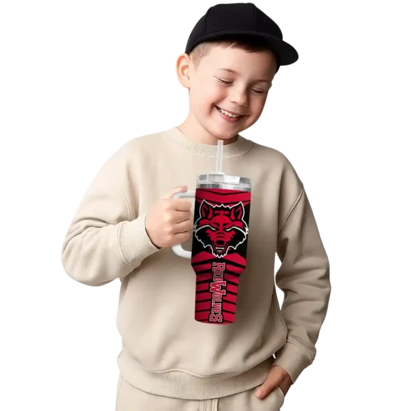 custom arkansas state red wolves chevron layers scarlet curved tumbler latest model.webp