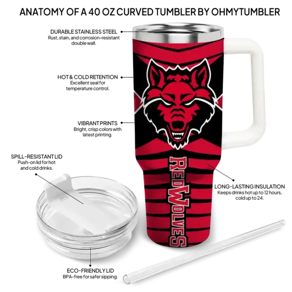 custom arkansas state red wolves chevron layers scarlet curved tumbler new arrival.webp