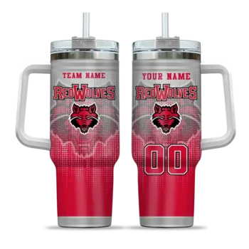 custom arkansas state red wolves gradient dots scarlet curved tumbler best selling.webp