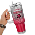 custom arkansas state red wolves gradient dots scarlet curved tumbler best selling.webp