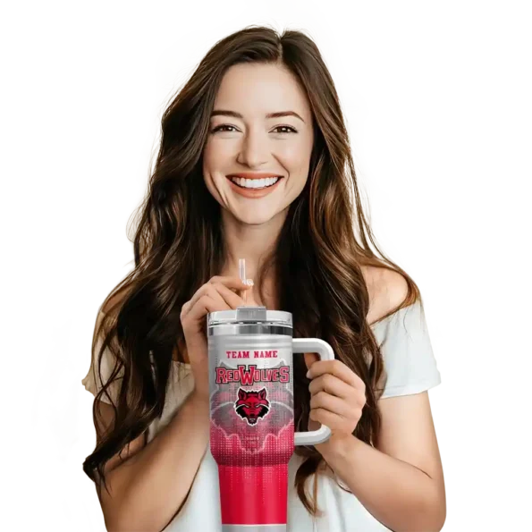 custom arkansas state red wolves gradient dots scarlet curved tumbler premium grade.webp