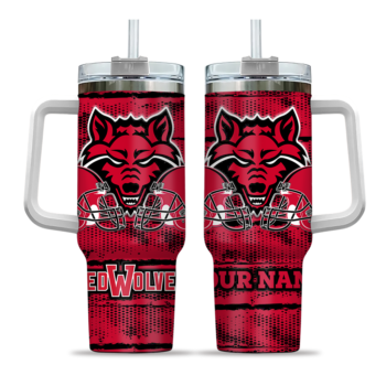 custom arkansas state red wolves honey streaks scarlet curved tumbler best selling.webp