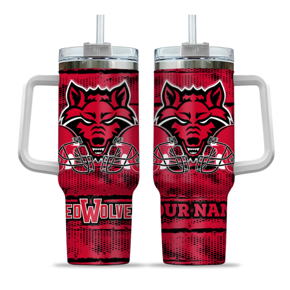 custom arkansas state red wolves honey streaks scarlet curved tumbler best selling.webp