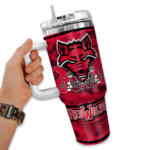 custom arkansas state red wolves honey streaks scarlet curved tumbler best selling.webp