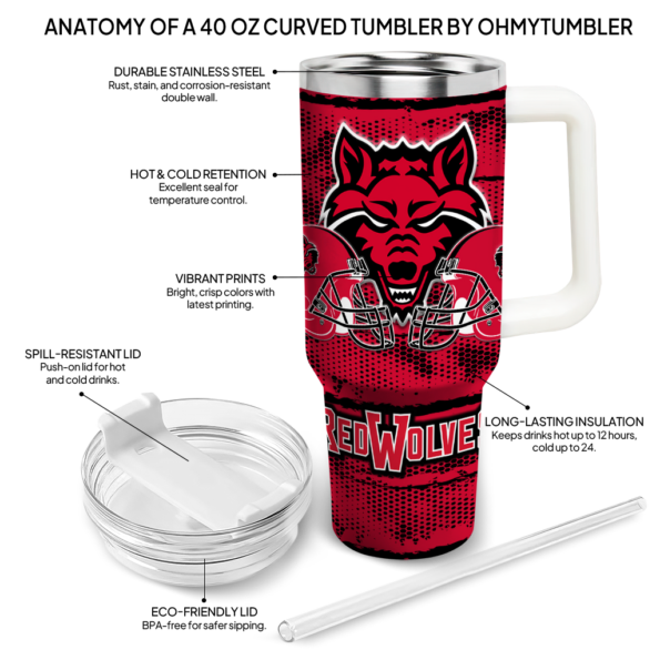 custom arkansas state red wolves honey streaks scarlet curved tumbler new arrival.webp