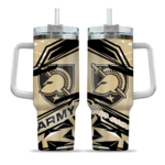 custom army black knights abstract paths gold curved tumbler best selling.webp