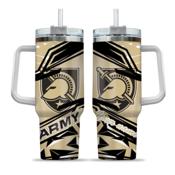 custom army black knights abstract paths gold curved tumbler best selling.webp
