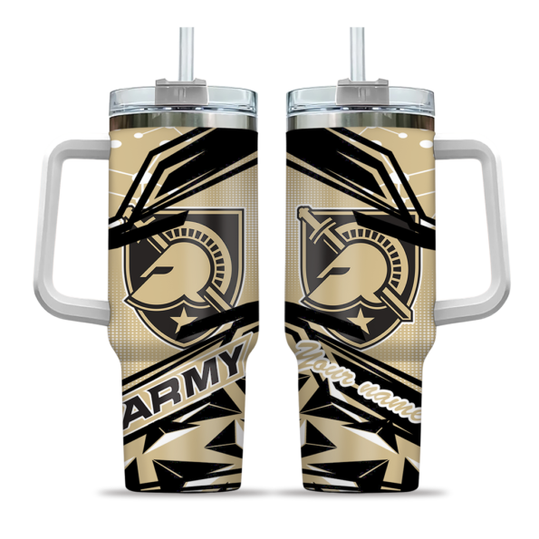 custom army black knights abstract paths gold curved tumbler best selling.webp