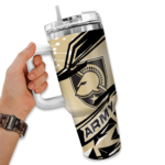 custom army black knights abstract paths gold curved tumbler best selling.webp