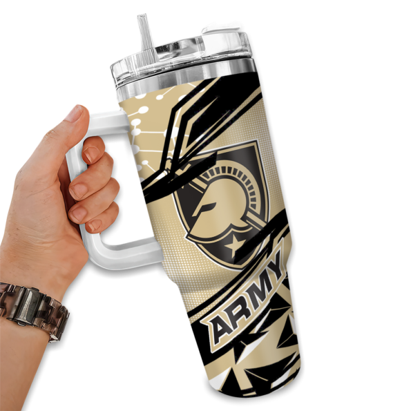 custom army black knights abstract paths gold curved tumbler fashion forward.webp