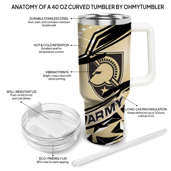 custom army black knights abstract paths gold curved tumbler new arrival.webp