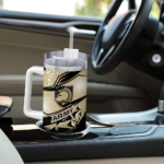 custom army black knights abstract paths gold curved tumbler best selling.webp