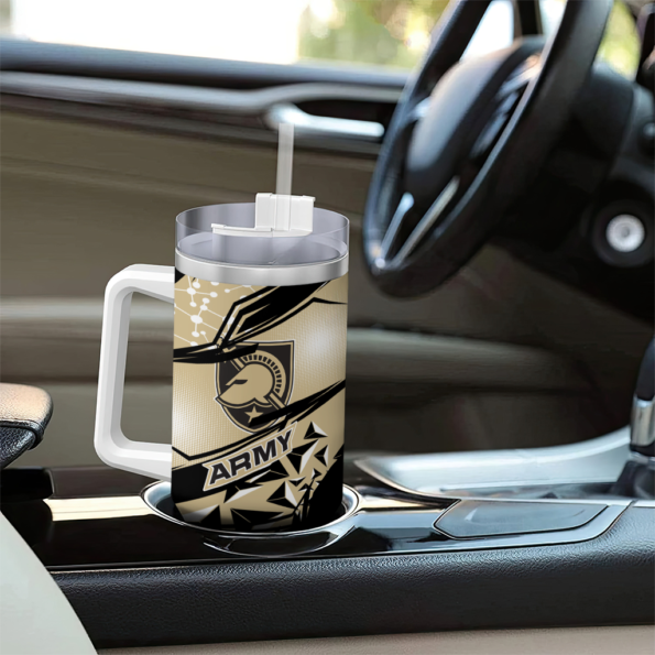 custom army black knights abstract paths gold curved tumbler trendy.webp