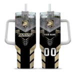 custom army black knights arrow armor gold black curved tumbler best selling.webp