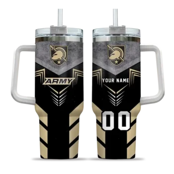 custom army black knights arrow armor gold black curved tumbler best selling.webp