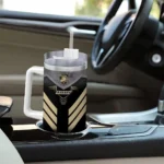 custom army black knights arrow armor gold black curved tumbler best selling.webp