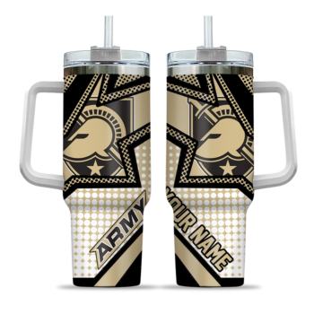 custom army black knights arrow burst gold curved tumbler best selling.webp