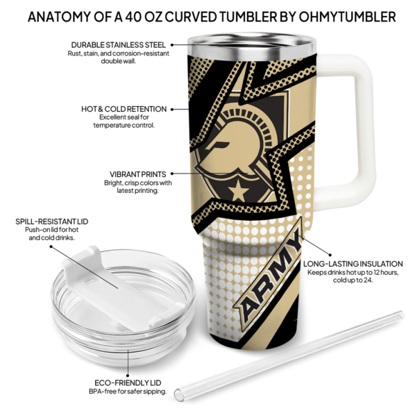 custom army black knights arrow burst gold curved tumbler new arrival.webp