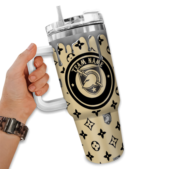 custom army black knights bullseye drips gold curved tumbler fashion forward.webp