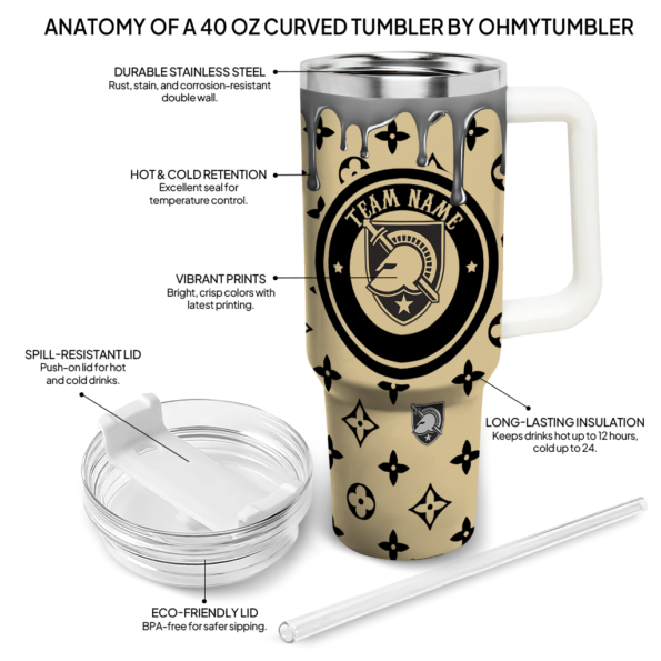 custom army black knights bullseye drips gold curved tumbler new arrival.webp