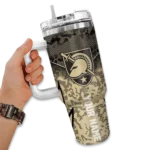 custom army black knights chevron stripe gold curved tumbler best selling.webp