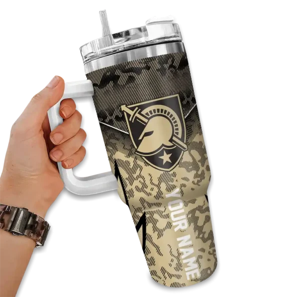 custom army black knights chevron stripe gold curved tumbler fashion forward.webp