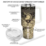 custom army black knights chevron stripe gold curved tumbler best selling.webp