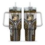 custom army black knights leopard zipper gold curved tumbler best selling.webp