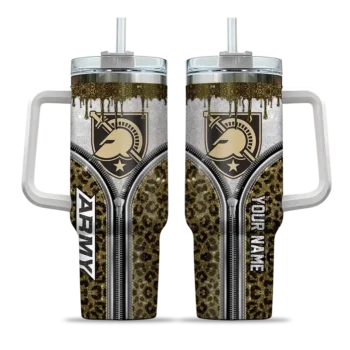 custom army black knights leopard zipper gold curved tumbler best selling.webp