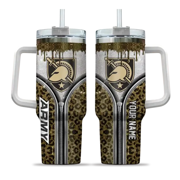 custom army black knights leopard zipper gold curved tumbler best selling.webp
