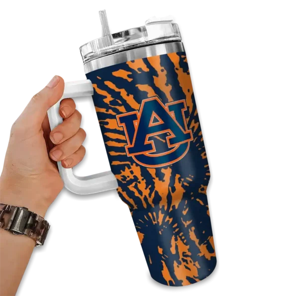 custom auburn tigers burst swirl navy blue curved tumbler fashion forward.webp