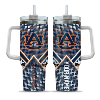 custom auburn tigers chevron angle navy blue curved tumbler best selling.webp