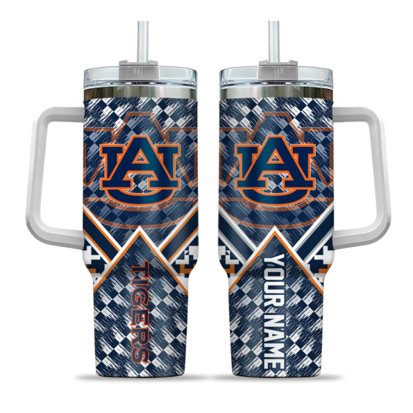 custom auburn tigers chevron angle navy blue curved tumbler best selling.webp