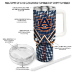 custom auburn tigers chevron angle navy blue curved tumbler best selling.webp