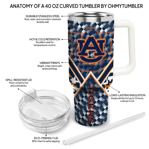 custom auburn tigers chevron angle navy blue curved tumbler new arrival.webp