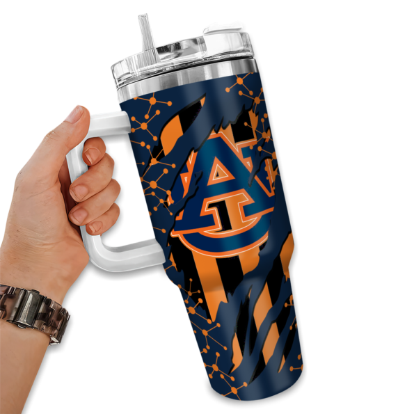 custom auburn tigers claw cut navy blue black curved tumbler fashion forward.webp