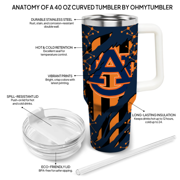 custom auburn tigers claw cut navy blue black curved tumbler new arrival.webp